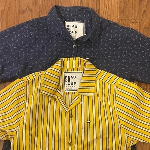 Navy Peau de Loup Size 8 short-sleeve button up